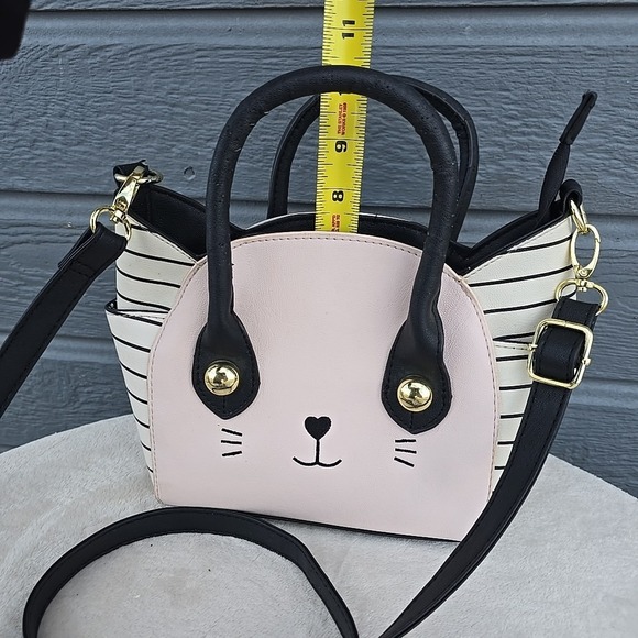 Betsey Johnson Pink & Black Cat Motif Crossbody Bag - Picture 11 of 16
